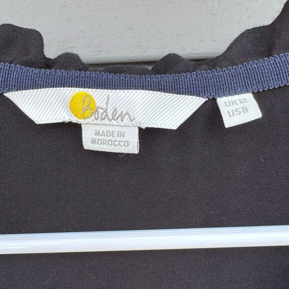 Boden size 8 Black Faux Wrap Ruffle Neckline Long Sleeve Blouse - Picture 3 of 7